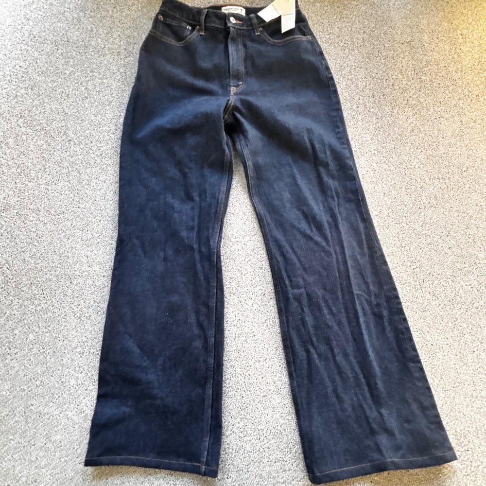 Abercrombie & Fitch Curve Relaxed Jeans Women 28 Tall Dark Blue NWT 90s Look
